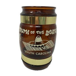 Vtg South Of The Border SC Brown Glass Siesta Ware Souvenir Mug Wooden Handle